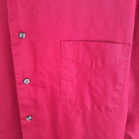 Van Heusen Luxe Sateen Men's Shirt Sz34XL Red Long Sleeves Cotton Polyester - Picture 7 of 9